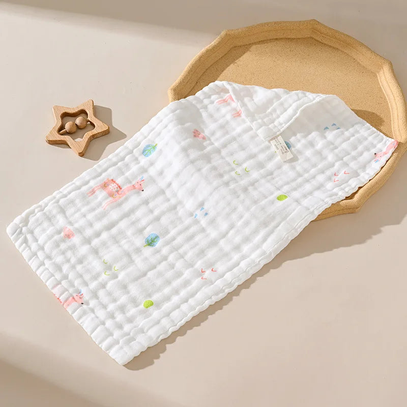 Gauze six-layer small towel pure cotton Class A baby gauze face towel burp towel seersucker bath towel saliva towel