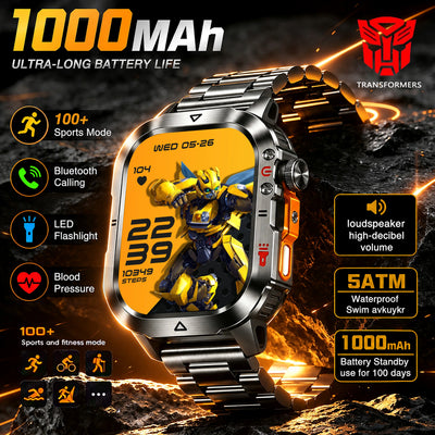 New Bumblebee Military Smart Watch 1000mAh Bluetooth Call LED Flashlight BP Monitor 100+Sports 5ATM Waterproof | SAMAG