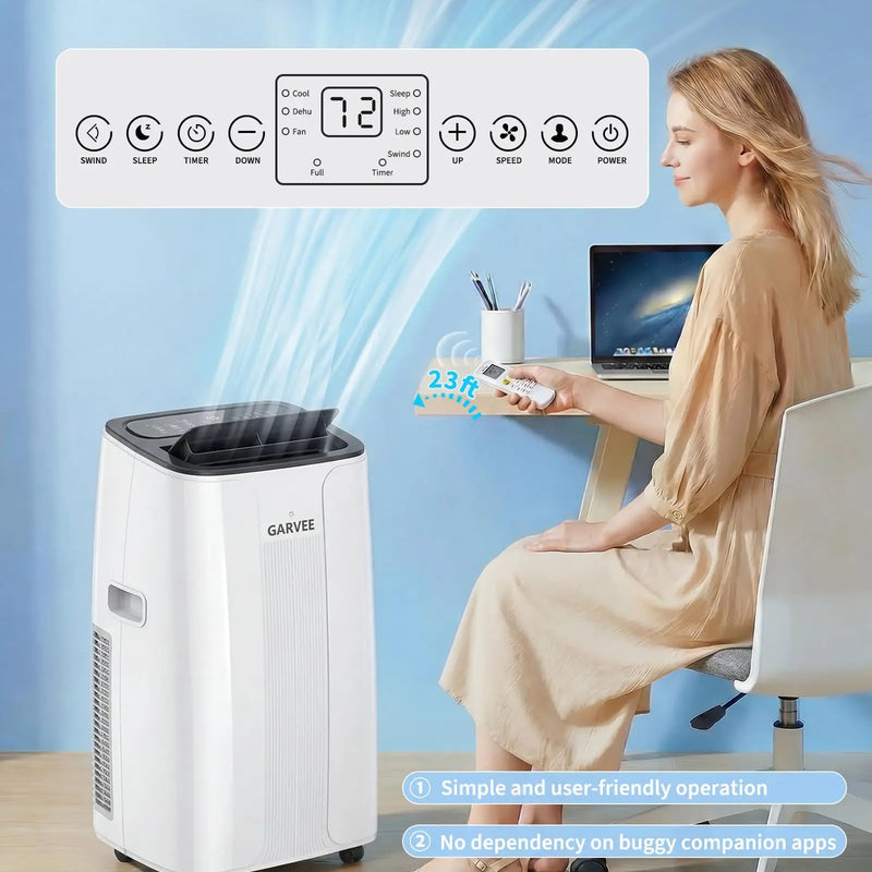 14000 BTU Portable Air Conditioner 4-in-1 Cool Dry Swing Fan Portable AC Unit with Remote LCD Display Child Lock Quiet Operation Fast Cooling Air Purification Dehumidifier Combo for Home Room Up to 800 Sq Ft
