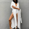 Swimsuit Cover Ups for Women Beach Cape Tunic Kimono Summer Belted Split Wrap Dresses Pareo Holiday Bathing Suits Factory Supply