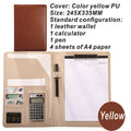 Leather High-End Office Folder Multi-Functional A4 Paper Folder Binder Detachable Calculator Set Office Supplies
