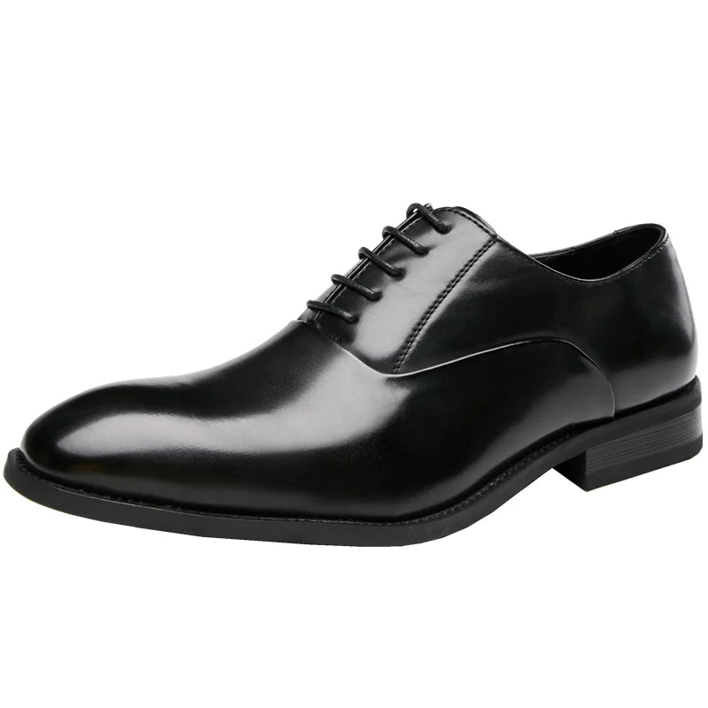 New 2026 Pointed Toe British Style Business Formal Leather Shoes Men's Buckle Casual Gentleman Office Wedding Oxford Shoes