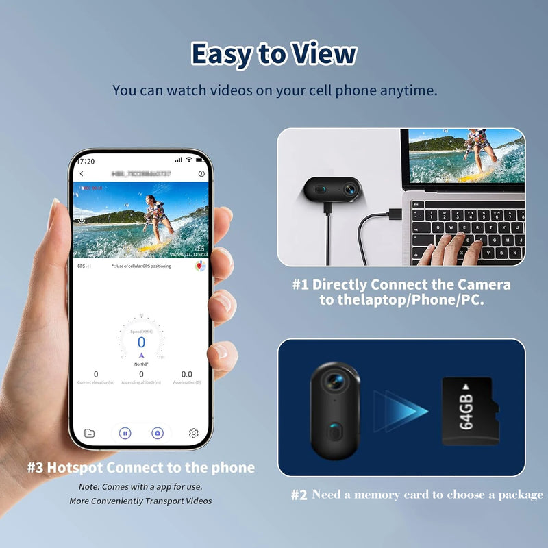 4K Mini Waterproof Camera with WiFi Wireless Portable Wearable Body Cam for Moto Bike Travel Helmet Outdoor Sports Vlog Shoots