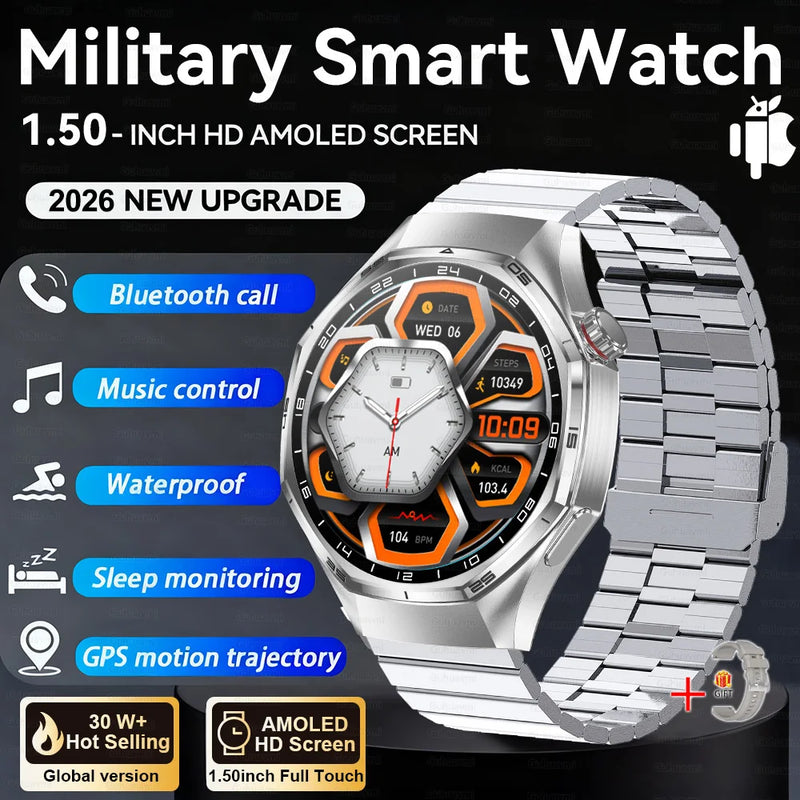 NEW GPS Outdoor fitness NFC Smart Watch 1.5 Inch AMOLED Screen Bluetooth Call IP67 Waterproof Man Smart Watches For Man 2026