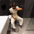 Women's Matching Sets 2026 New Fashion Elegant Jacket Top Loose High Waist Casual Trousers Women's Lingerie Sets 2 Pieces Set