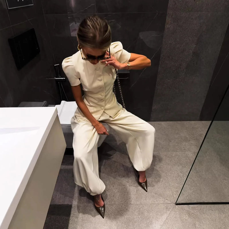 Women's Matching Sets 2026 New Fashion Elegant Jacket Top Loose High Waist Casual Trousers Women's Lingerie Sets 2 Pieces Set