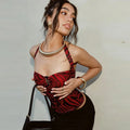 Women Summer Halter Tank Top Obsession Horror Movie Inspired Cosplay Costume Trendy Zebra‑Stripe Print Sexy Sleeveless Crop Top