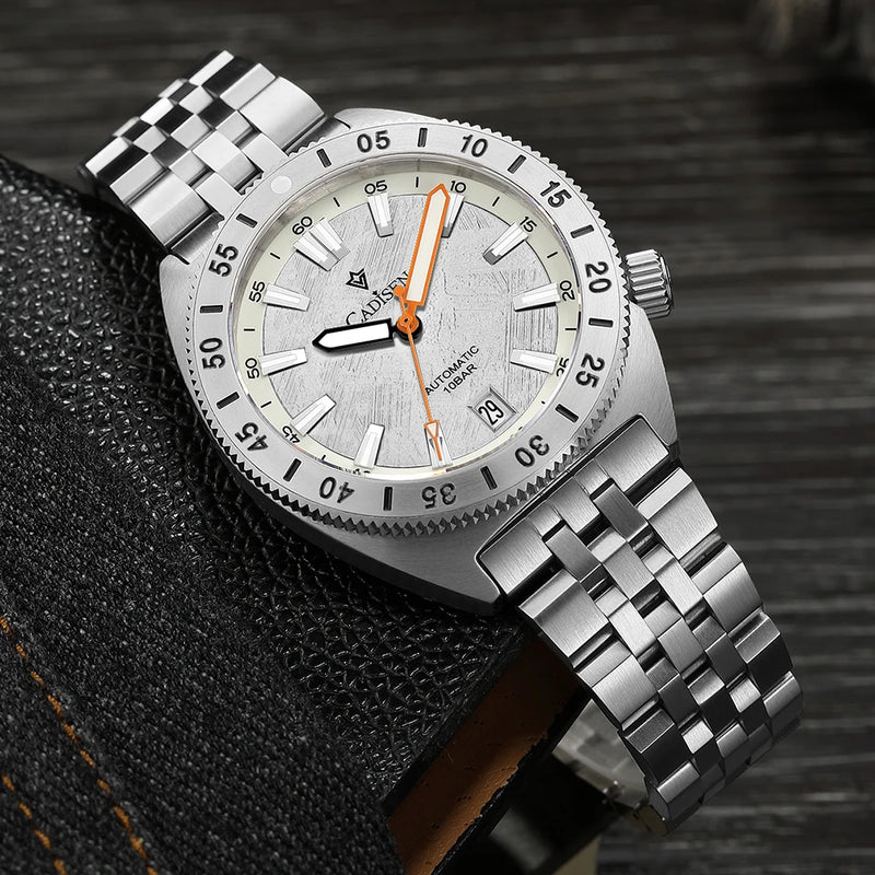 CADISEN Automatic Mechanical Wristwatch Man Meteorite Dial Business Casual 100M Waterproof 8215 MIYOTA Stainless Steel Men Watch