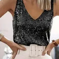 Women Sequin V Neck Tank Top Sleeveless Sparkly Camisole - View 11 | SAMAG