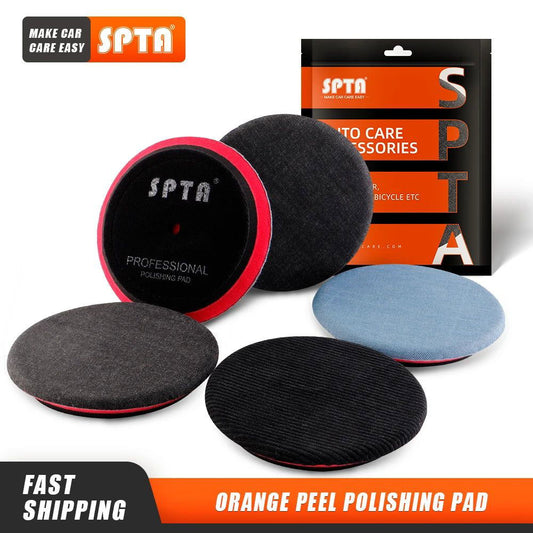 (Single Sale) SPTA 5 inch (125mm) Premium Denim Pad Orange Peel Removal Car Polishing Pad  For  Backing Plate Car Polisher