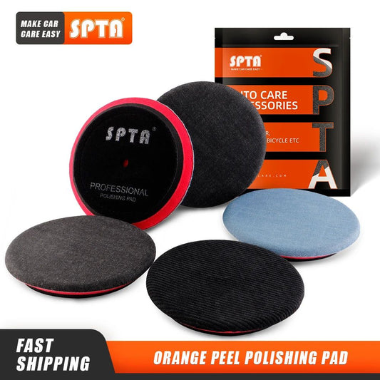 (Single Sale) SPTA 5 inch (125mm) Premium Denim Pad Orange Peel Removal Car Polishing Pad  For  Backing Plate Car Polisher
