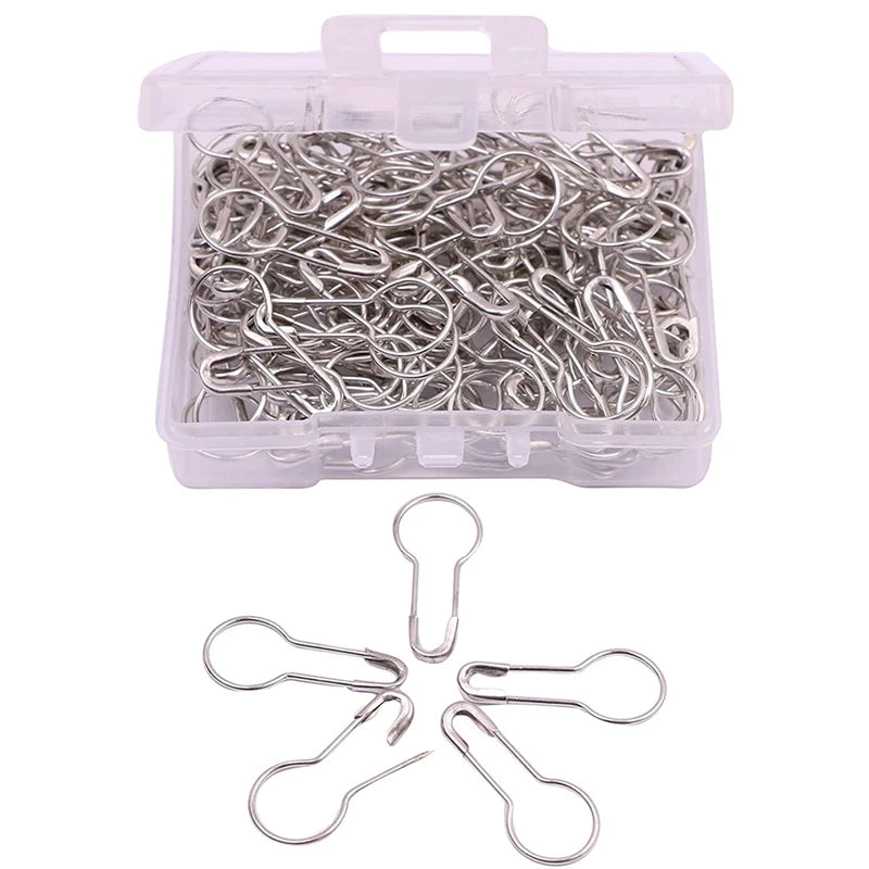 100pcs/set Metal Gourd Pins Bulb Safety Pins with Box for Quilting Sewing DIY Crafting Calabash Pins Knitting Stitch Marker
