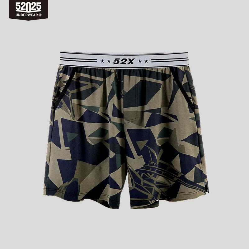 52025 Men's Cotton Modal Lounge & Pajama Shorts – Camouflage Print, Soft Breathable Comfort and Relaxed Everyday Fit