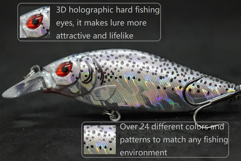wLure Crankbait Fishing Lure 13g 9cm Medium Size 1-2 Meter Depth 3D Hard Vivid Eyes Tight Wobbler and High Frequent Action C735