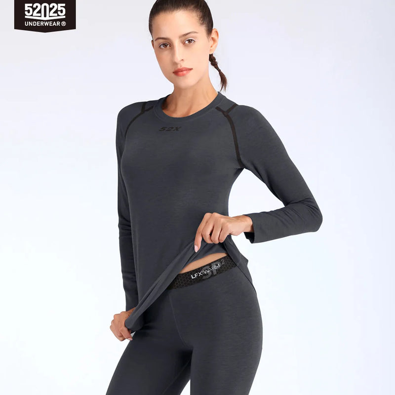52025 Premium Carbon Fiber Warm Thermal Underwear Set – Fluffy Fleece Lining, Cozy Warmth and Winter Comfort