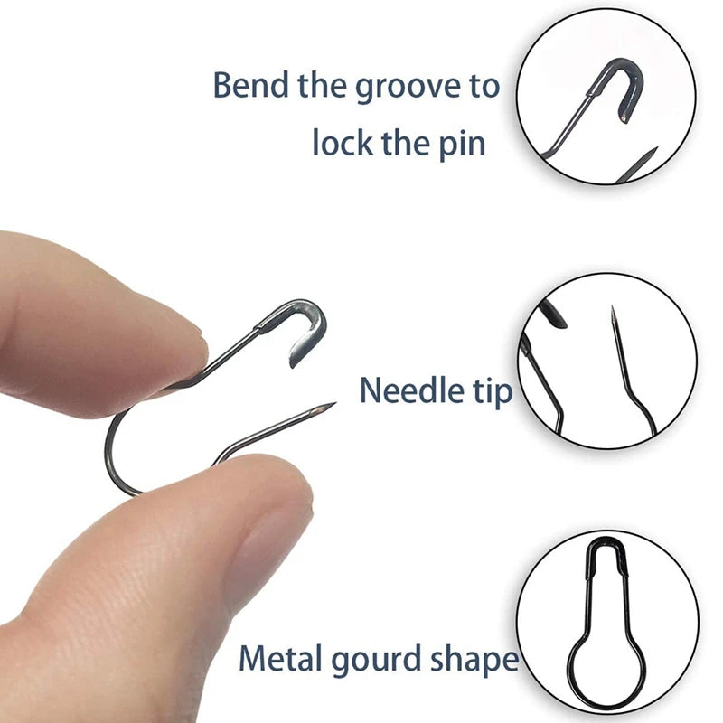 100pcs/set Metal Gourd Pins Bulb Safety Pins with Box for Quilting Sewing DIY Crafting Calabash Pins Knitting Stitch Marker