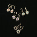 New Design High Quality Hoop Earrings Gold Color Colorful Stone Sun Shape Hoop Earrings for Trendy Women Modern Fashion