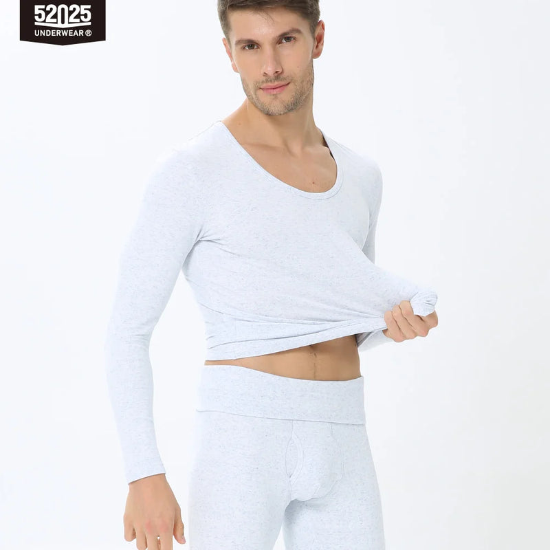 52025 Men’s & Women’s Thermal Underwear – High-Waist, Fleece-Lined, Soft Cotton Long Johns in Light Colours, Warm & Comfortable