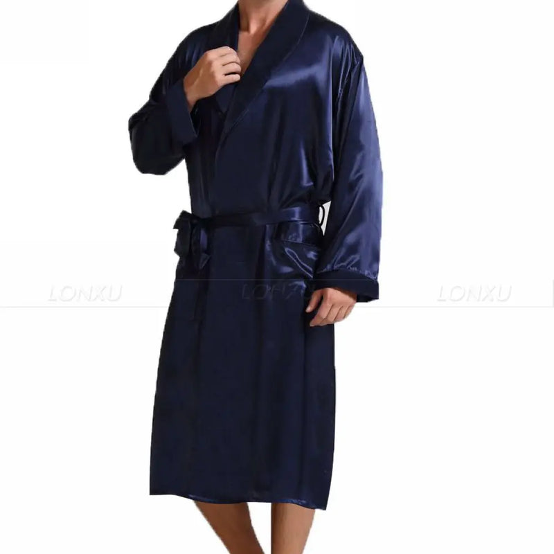 Mens  Silk Satin Pajamas Sleepwear  Robe  Robes Bathrobe Nightgown  S~3XL