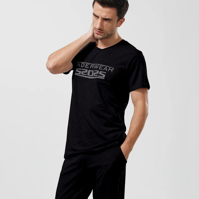 52025 Men's Cotton Modal Pajama Set – Ultra-Soft Breathable Sleepwear with Lightweight Comfort, Modern Fit and Relaxed Feel