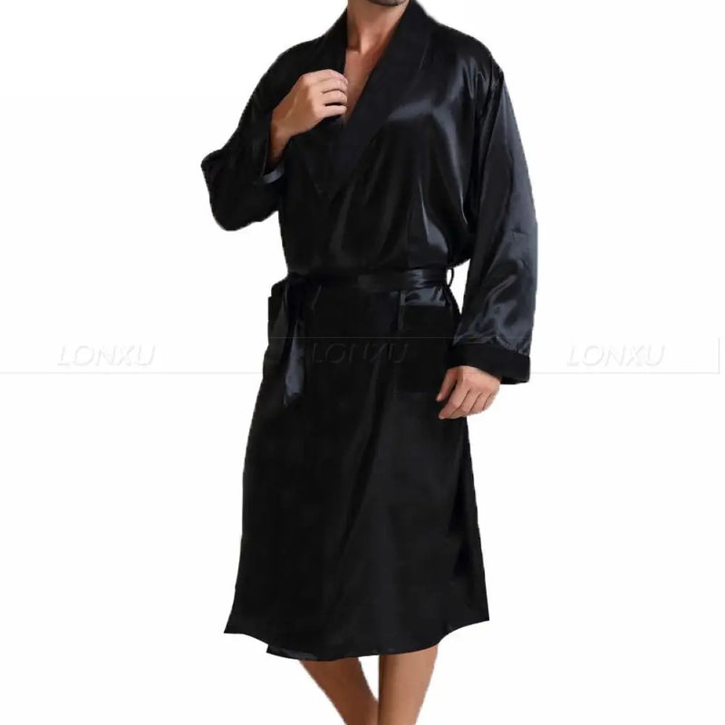 Mens  Silk Satin Pajamas Sleepwear  Robe  Robes Bathrobe Nightgown  S~3XL