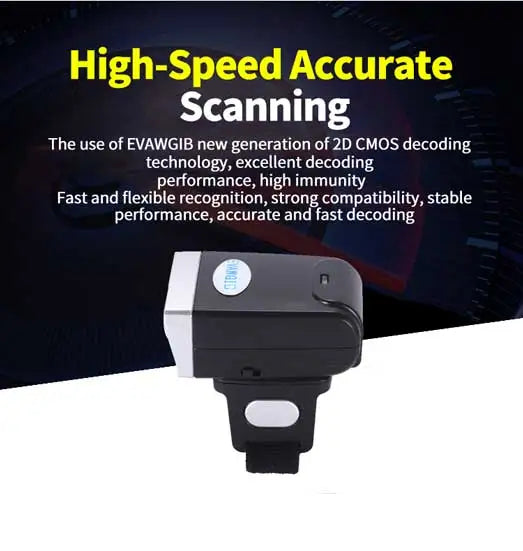 QR Code 1D/2D Ring Scanner Wearable Scanner Finger Barcode Reader Bluetooth Barcode Scanner Portable Bar code Scanner PDF Code
