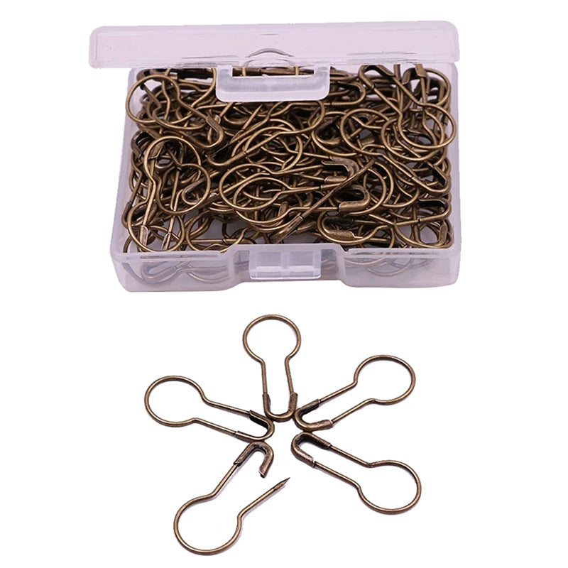 100pcs/set Metal Gourd Pins Bulb Safety Pins with Box for Quilting Sewing DIY Crafting Calabash Pins Knitting Stitch Marker