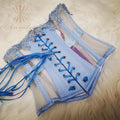 Annzley Sexy Bustier And Corset Fairy Blue Lace Trim Mesh Underbust  Corset For Waist Slimming
