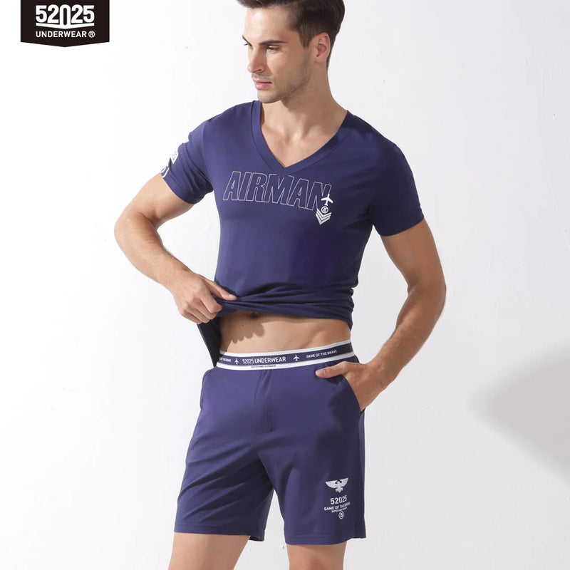 52025 Men's Cotton Modal Pajama Set – Ultra-Soft Breathable Sleepwear with Lightweight Comfort, Modern Fit and Relaxed Feel