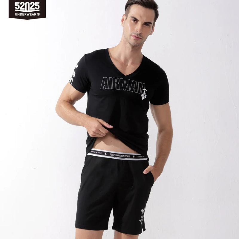 52025 Men's Cotton Modal Pajama Set – Ultra-Soft Breathable Sleepwear with Lightweight Comfort, Modern Fit and Relaxed Feel